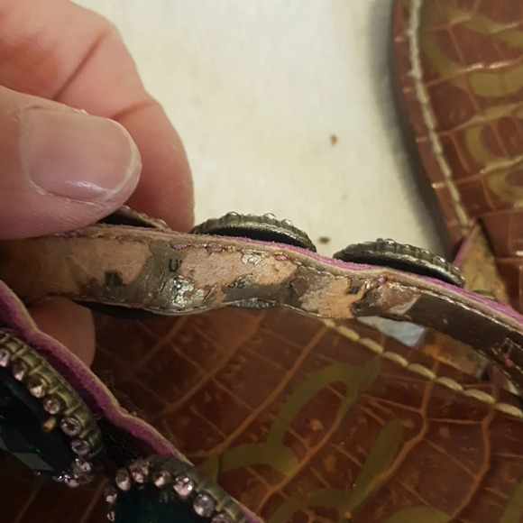 Sam Edelman  jewel embellished leather flip flops - Picture 6 of 12